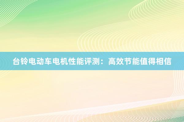 台铃电动车电机性能评测：高效节能值得相信